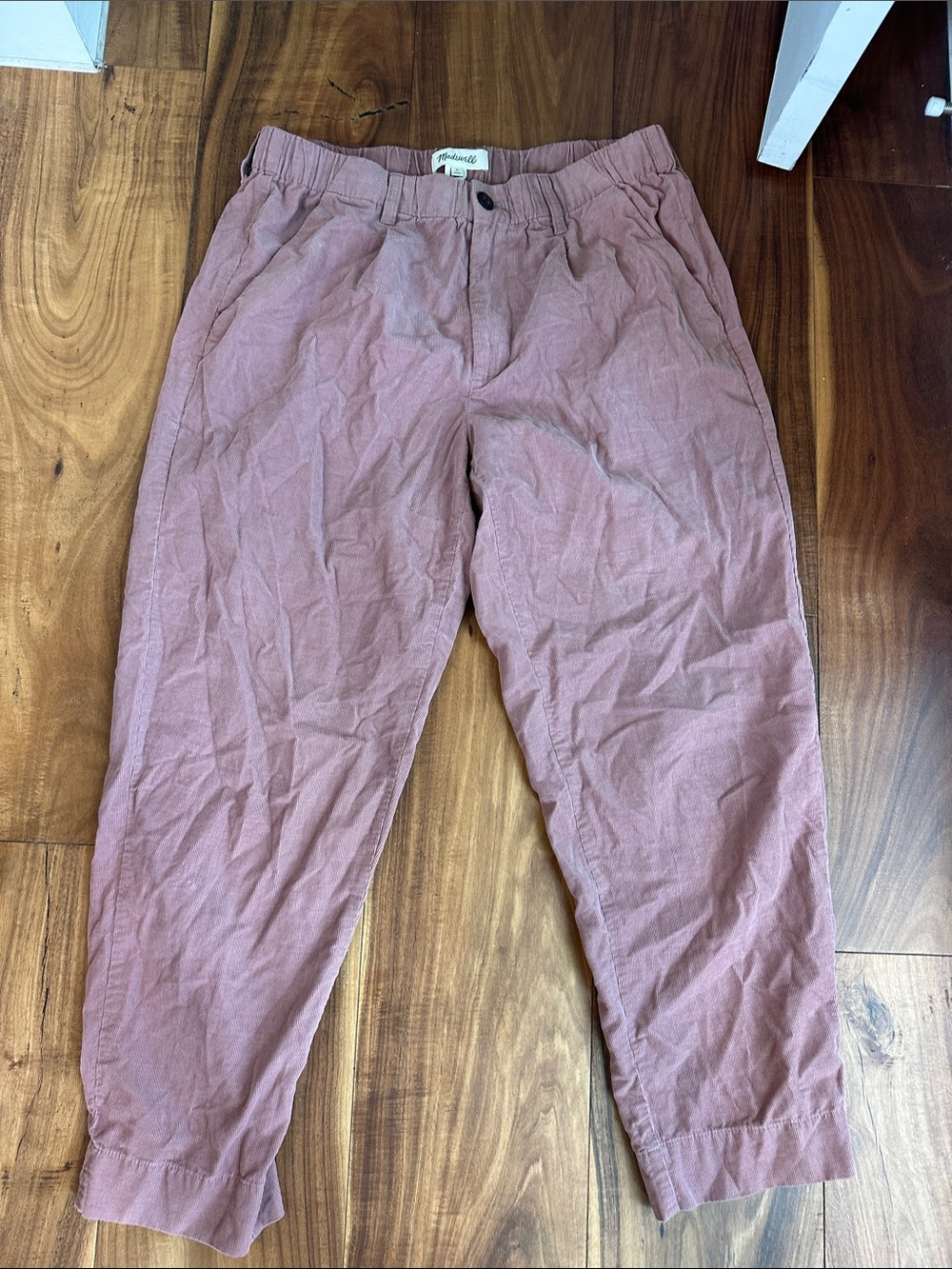 Madewell Washed Rose Pink Cotton-Linen Joggers
